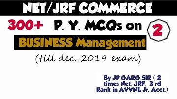 Most important MCQs on Business Management for NTA UGC NET Commerce & Management l By JP GARG SIR l