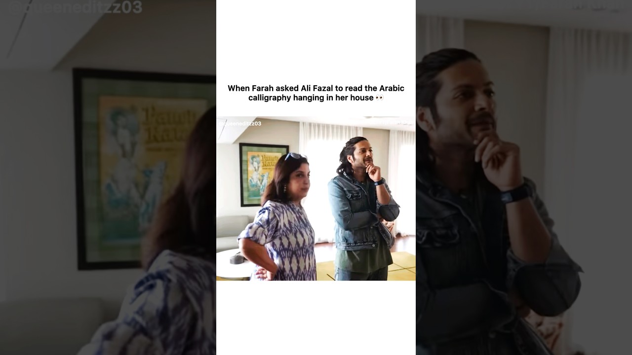 When Farah Khan asked Ali Fazal to read the Arabic calligraphy 👀 #alifazal #farahkhan #shorts