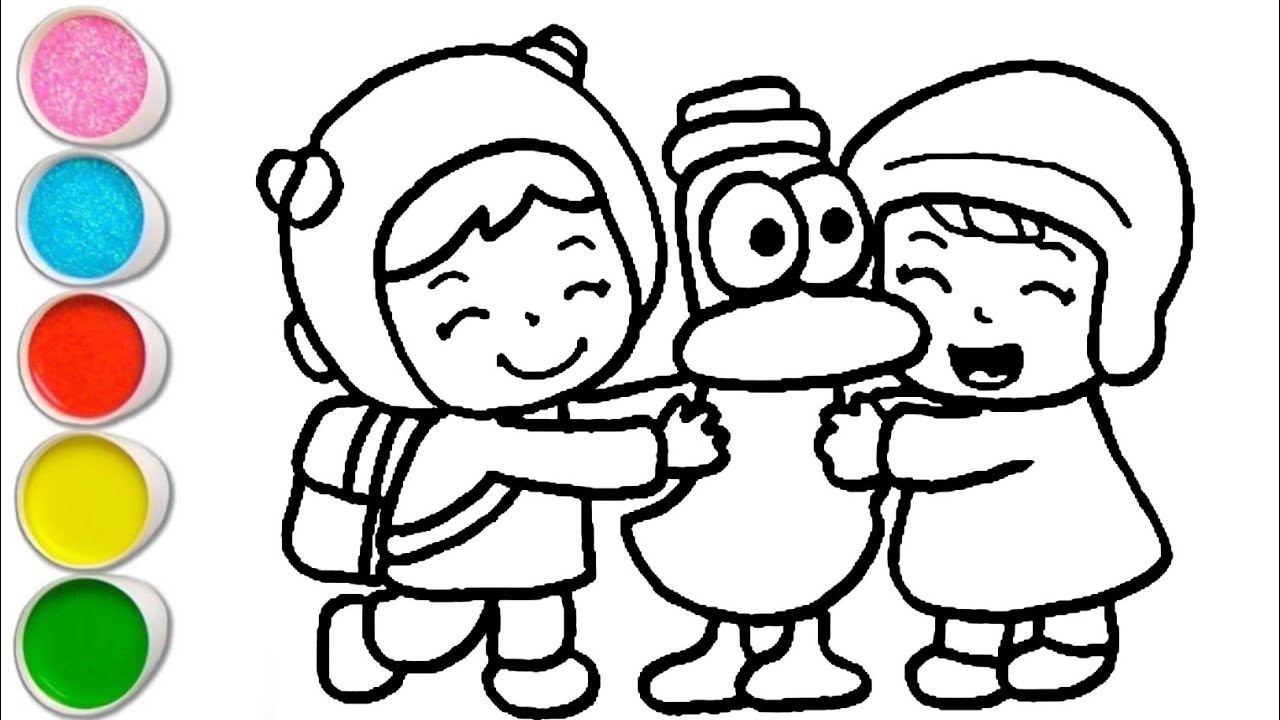 Cute Nina With Friends and Pato Drawing, Painting and Coloring For Kids and Toddlers_ Kids Art