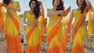 Sonarika Beautiful saree video | Yellow saree | Low waist | Netted saree | Transparent saree | Best