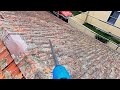 Pressure washing terracotta roof, lichen removal POV