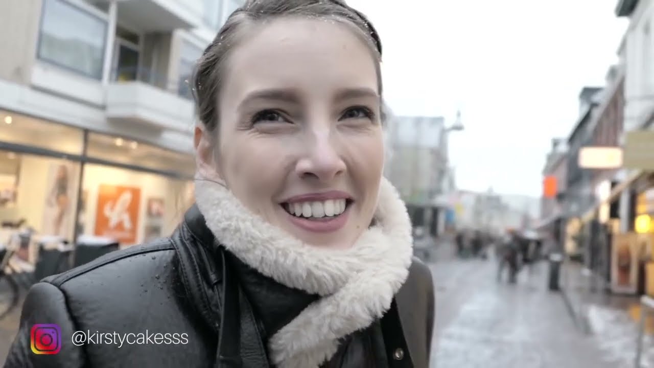 she goes shopping in vinyl pants & leather shearling jacket