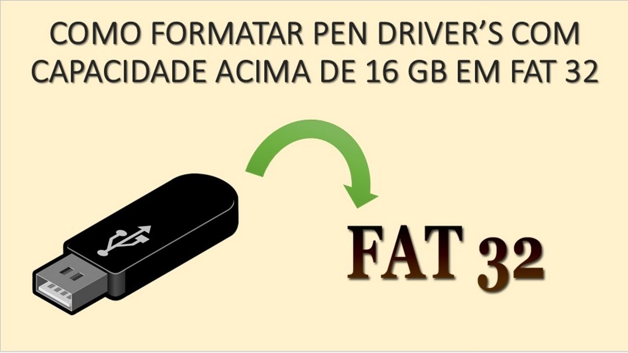 Como formatar pen driver’s com capacidade acima de 16 gb em fat 32
