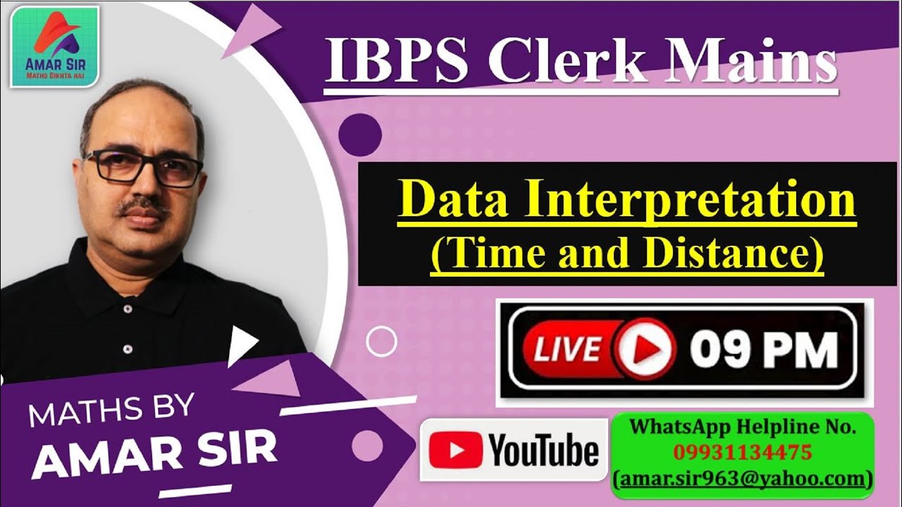 IBPS Clerk Mains | Data Interpretation | Time and Distance | Chapter ...