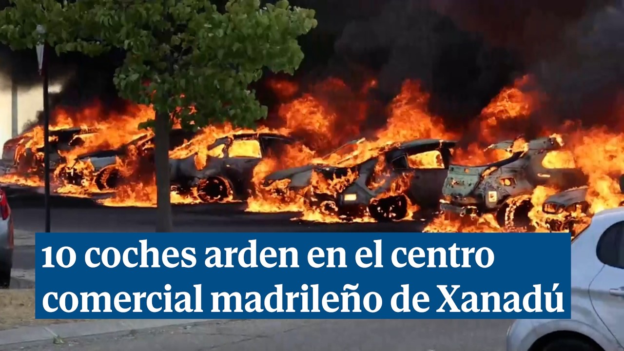 Incendio en un centro comercial de Madrid quema 10 vehículos: "¡Nuestro coche es ese!"