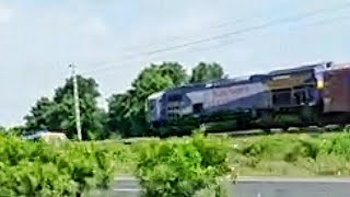 Parallel action with Diesel-electric locomotive WDG-5 BHIM on Ahmedabad-Viramgam highway