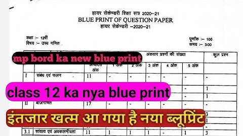 mp bord ka official blue print ,‍एमपी बोर्ड का नया ब्लूप्रिंट, class 10,12 new blue print