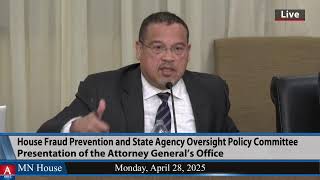 Attorney General Keith Ellison Takes Questions From Minnesota House Fraud Committee