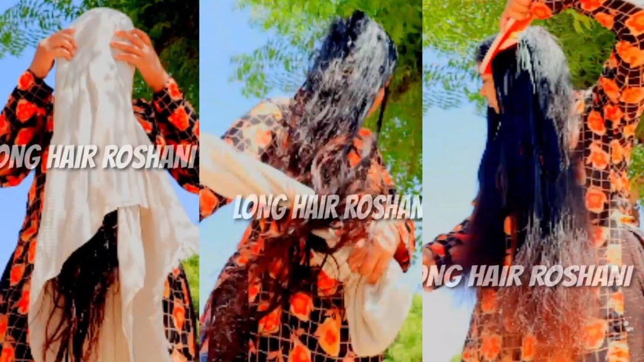 WET HAIR , TOWELS HAIR DRYING, WET HAIR COMB, WET HAIR BUN DROPPING, LONG HAIR ROSHANI