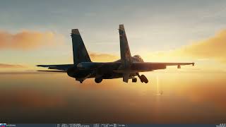 DCS: World Su33 Evening Carrier Landing and Skyjump wild takeoff