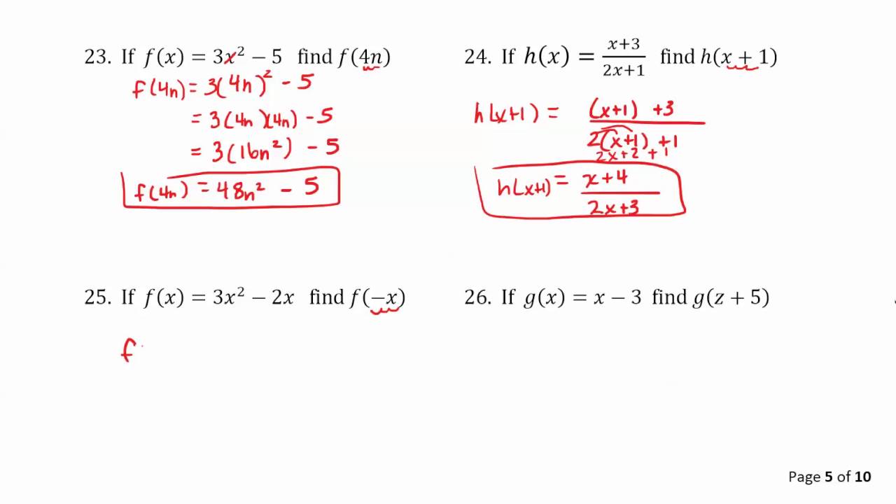 evaluating-functions-with-variable-expressions-youtube