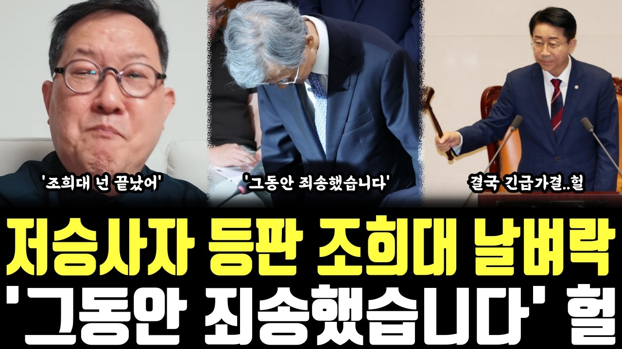 저승사자 등판 조희대 날벼락, '그동안 죄송했습니다' 헐