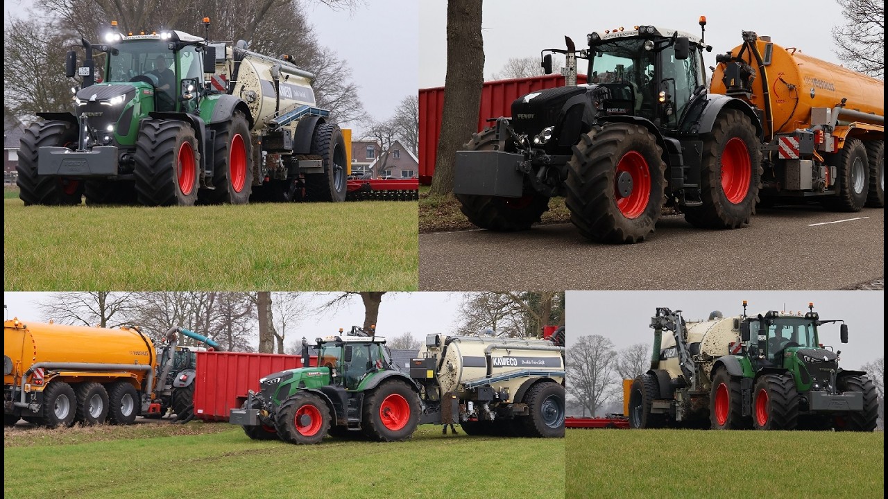 Grasland bemesten door Loonbedrijf Gebr  Jansen Eupe met 2x Fendt 936, Kaweco en Veenhuis