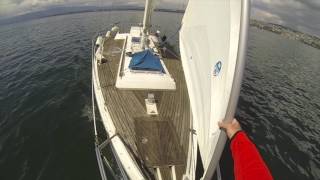 2017 May 20 - Dufour 35 - setting the new selftacking jib