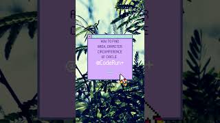 how to find the area diameter and circumference of a circle in c #shorts #c #cprograming