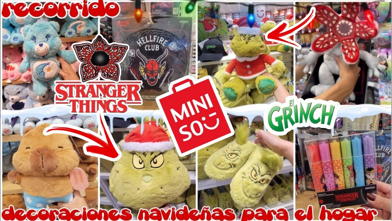 MINISO RECORRIDO NAVIDEÑO 🎅🏻⛄🍬STRANGER THINGS 5 🎲❤️ GRINCH 💚 IDEAS DE REGALOS NAVIDEÑOS 🎁🧑🏻‍🎄🍪 