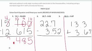 5th Grade Math Adding and Subtracting Decimals (Unit 4)