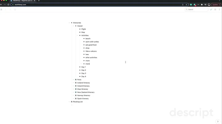Easily Plan Your Perfect Trip in Workflowy