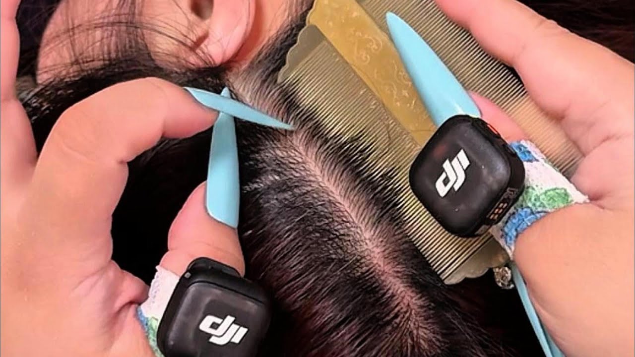 Latte ASMR | Long Nails & Fine-Tooth Comb Scalp Care (No Talking)