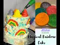 🎂 Magical Rainbow Cake with Buttercream Clouds 🌈✨#rainbowcake #cakedecorating