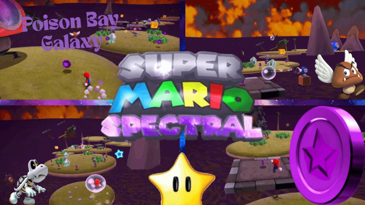 [Super Mario Spectral V1.6] Poison Bay Galaxy | The Swamp's Purple Coin ...