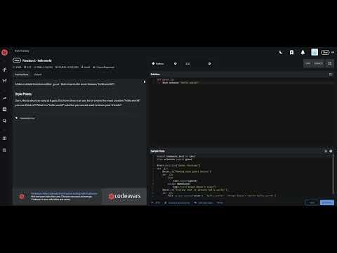 codewars python Function 1   hello world