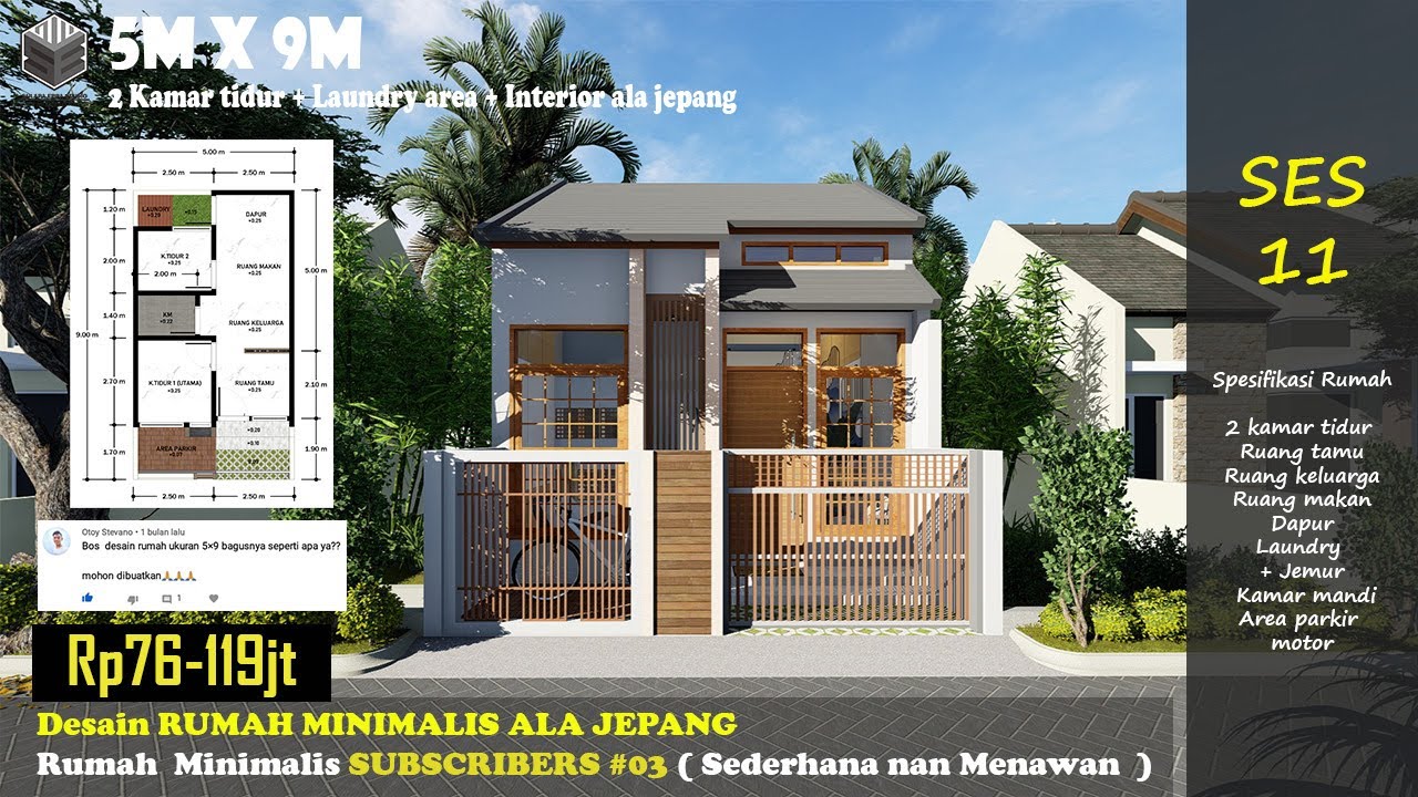 Desain Rumah Minimalis Ala Jepang 1 Lantai SEDERHANA NAMUN MENAWAN Di Lahan 5m X 9m SES11 YouTube