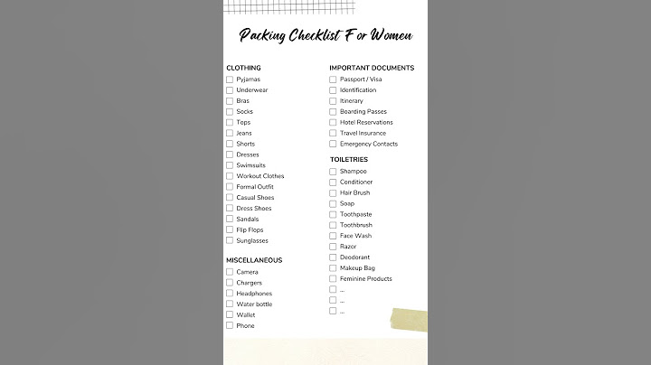 Travel  packing Checklist for Women