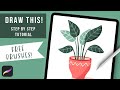 How To Draw a Potted Plant - Procreate Tutorial - Easy Beginner #tutorial #procreate #digitalart