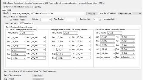 ez1095 Tutorial:  How to import form 1095C data from spreadsheet