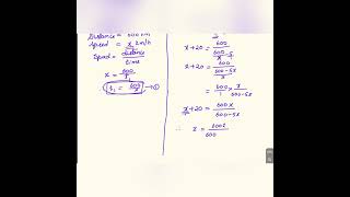 A train covers a distance of 600 km at x km/￼ h . had the speed being ( ￼x+20)km/h the time ￼taken 