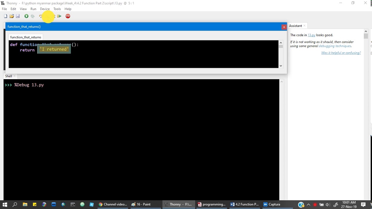 4.2 Debugging Return Script - YouTube