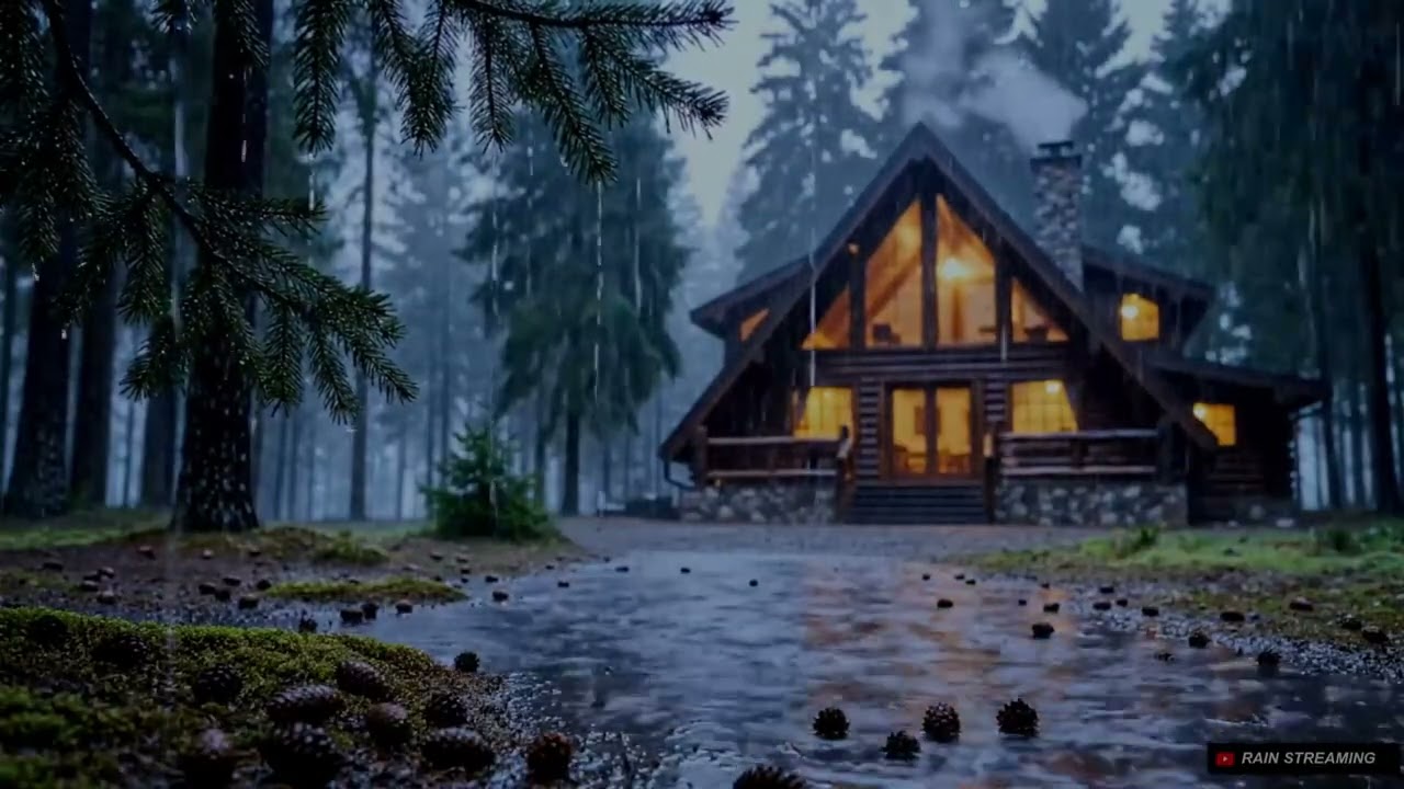 Forest Rain at Cabin • Soothing Sleep Ambience【RainStreaming #150】