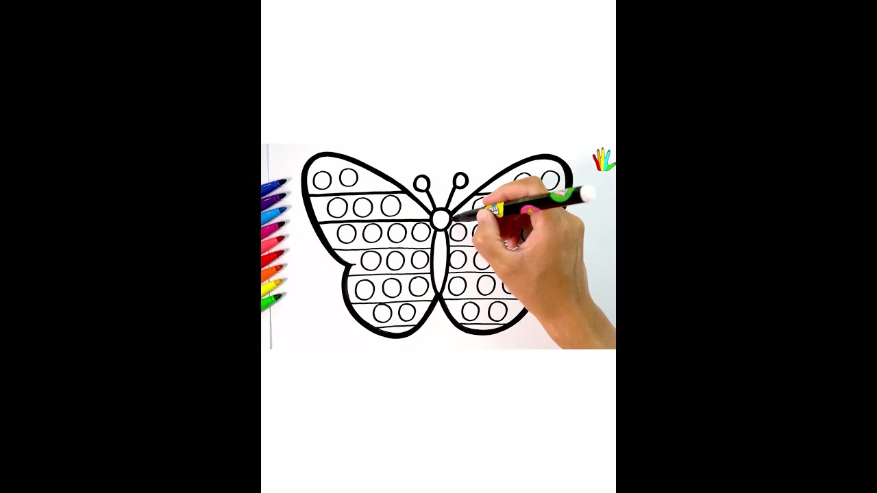 How to draw a Colorful Butterfly for kids - Ranbow Art Drawing and Coloring page