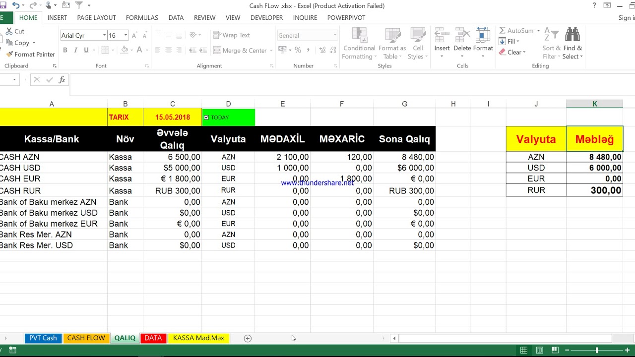 Cash flow in EXCEL - YouTube