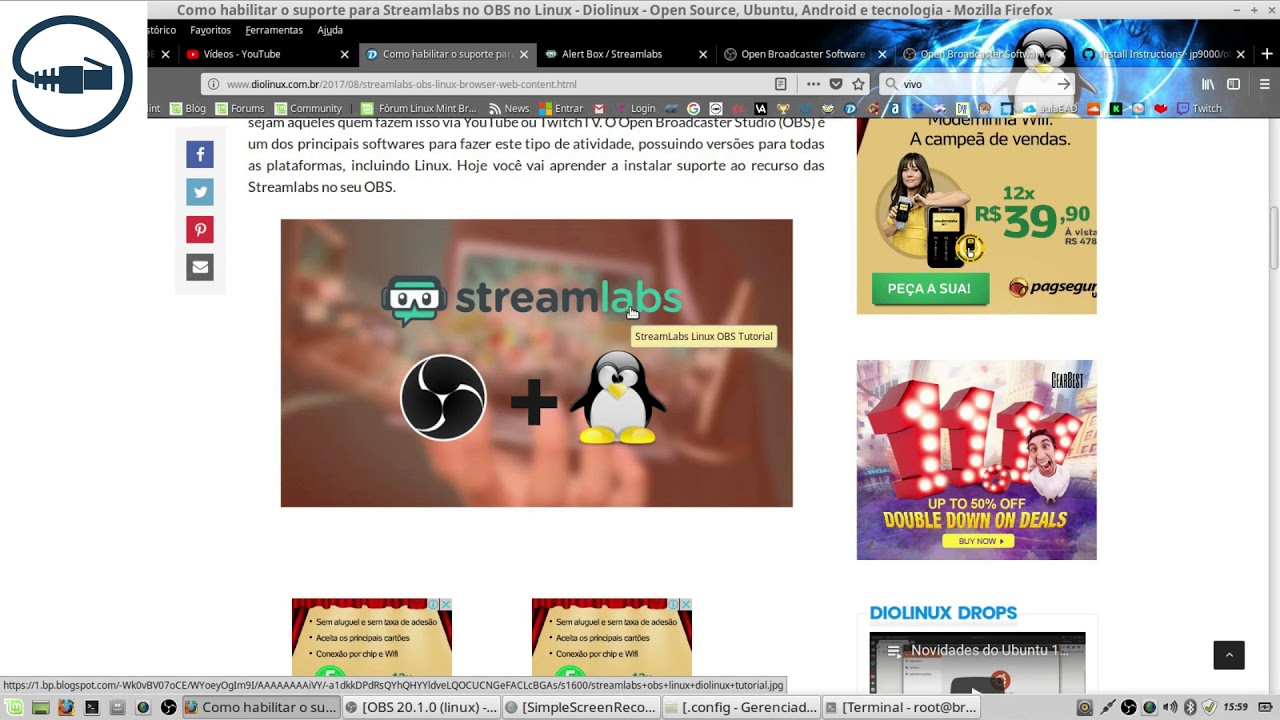 OBS com Browser Source Plugin para Linux - YouTube