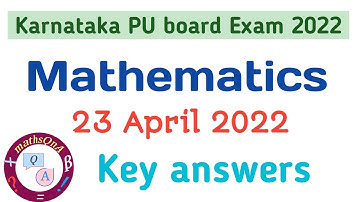 2nd Pu Maths key answers 2022 | 23 April 2022 | Annual exam 2022