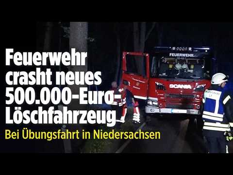 NIEDERSACHSEN: Crash bei Feuerwehr-Übungsfahrt! Neues Fahrzeug endet im Totalschaden – 2 Verletzte!