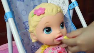 Funny good baby and baby born doll Brush your teeth and indoor playground Play Nursery Rhymes Songs