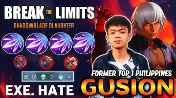 EXE.HATE Gusion New Slaughter King?? Nonstop KILLING and Ganking | Hate GUSION GAMEPLAY