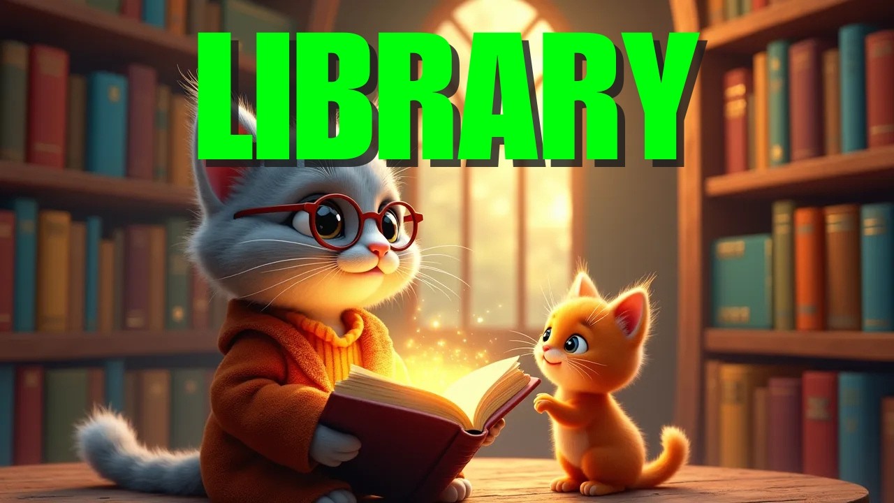 A Cute Cat Professor Magical Library Adventure 📚 Fun & Educational Cat ...