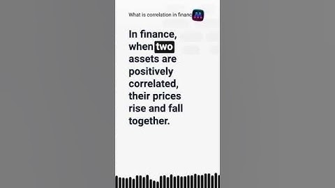 What is correlation in finance?