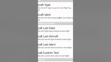 Settings Flight Log