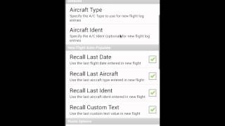 Settings Flight Log