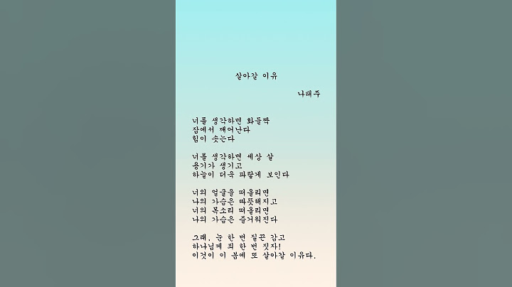 살아갈 이유 - 나태주