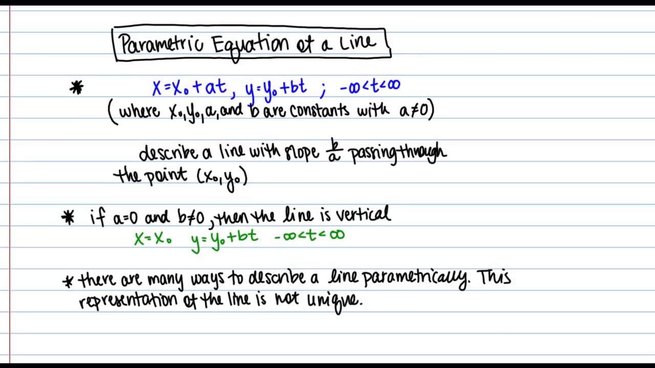 Parametric Equations of Lines - YouTube