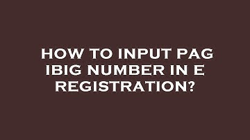 How to input pag ibig number in e registration?