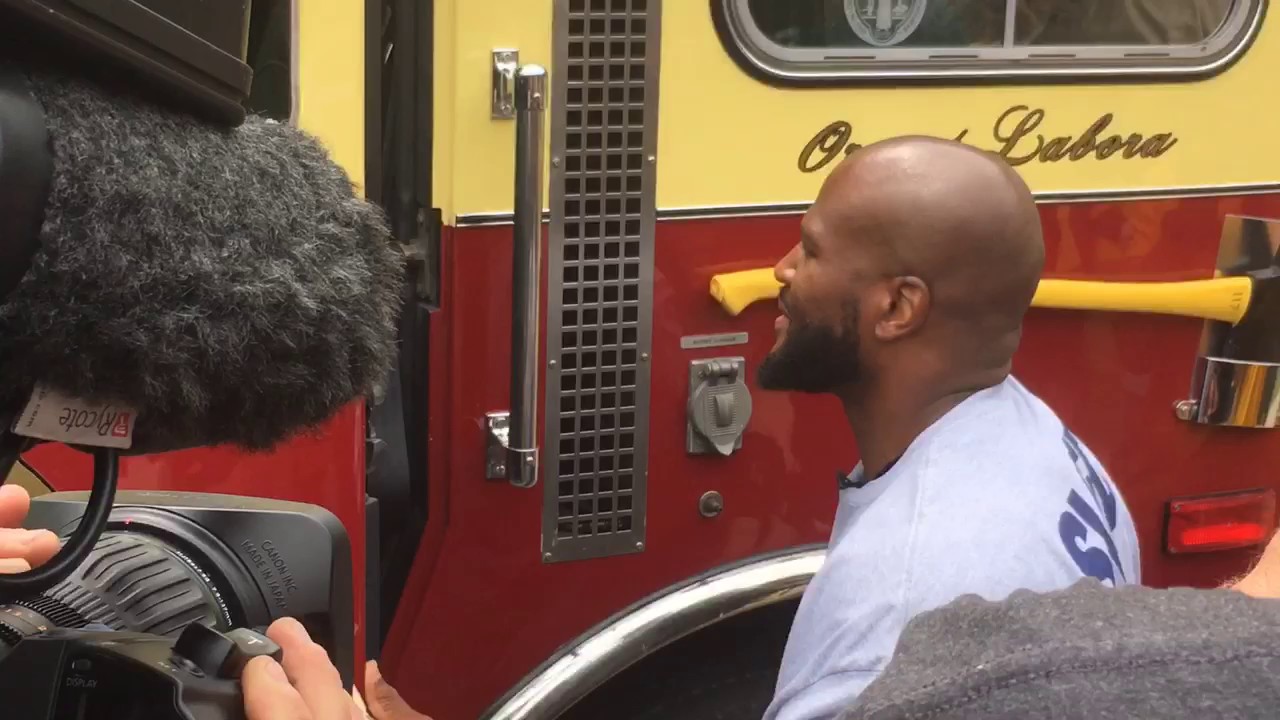 James Harrison drives a fire truck at Steelers training camp - YouTube