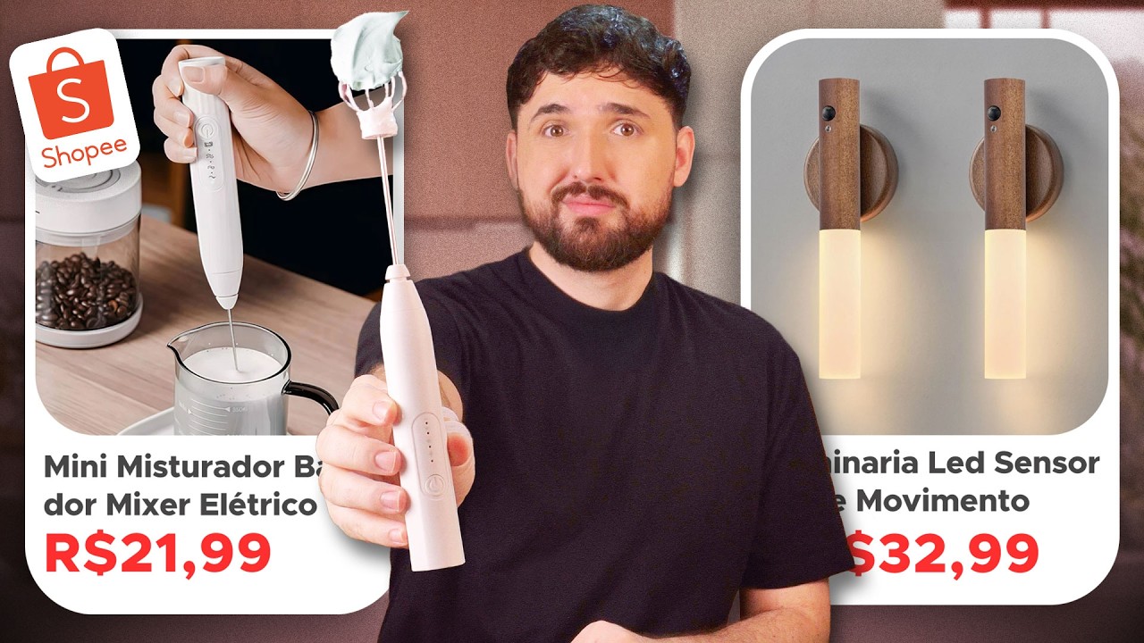 😱 Comprei os PRODUTOS MAIS VENDIDOS da Shopee | Mini Mixer, Led Recarregável e Barbeador Elétrico