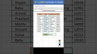 if   min formula in excel #excel #exceltips #shorts #exceltutorial #msexcel #microsoftexcel